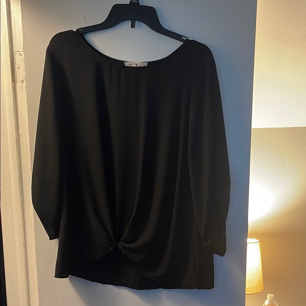 Pink Republic Black Tie Front 3/4 Sleeve Blouse